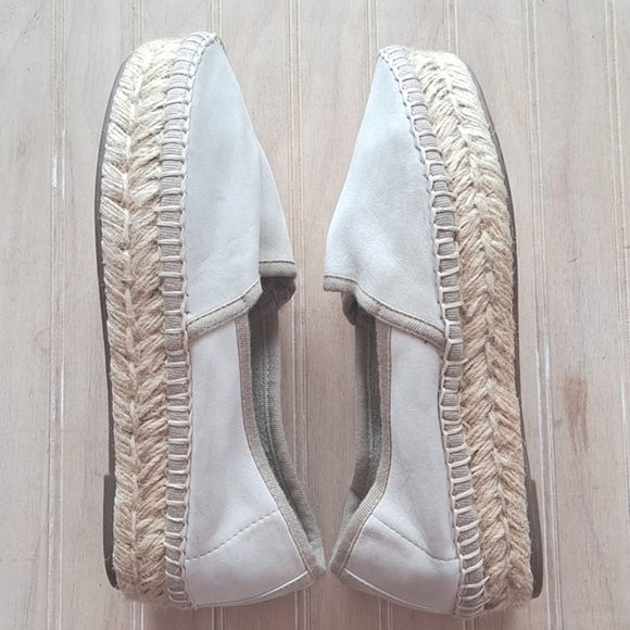 ALDO Genuine Leather Slip-On Espadrilles Cream Platform Shoes Comfy Flats - Picture 5 of 11